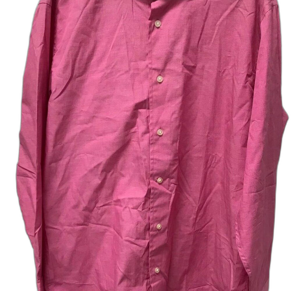 Isaac Mizrahi New York Slim Fit Men's Button Down Pink Size 16 Spread Collar